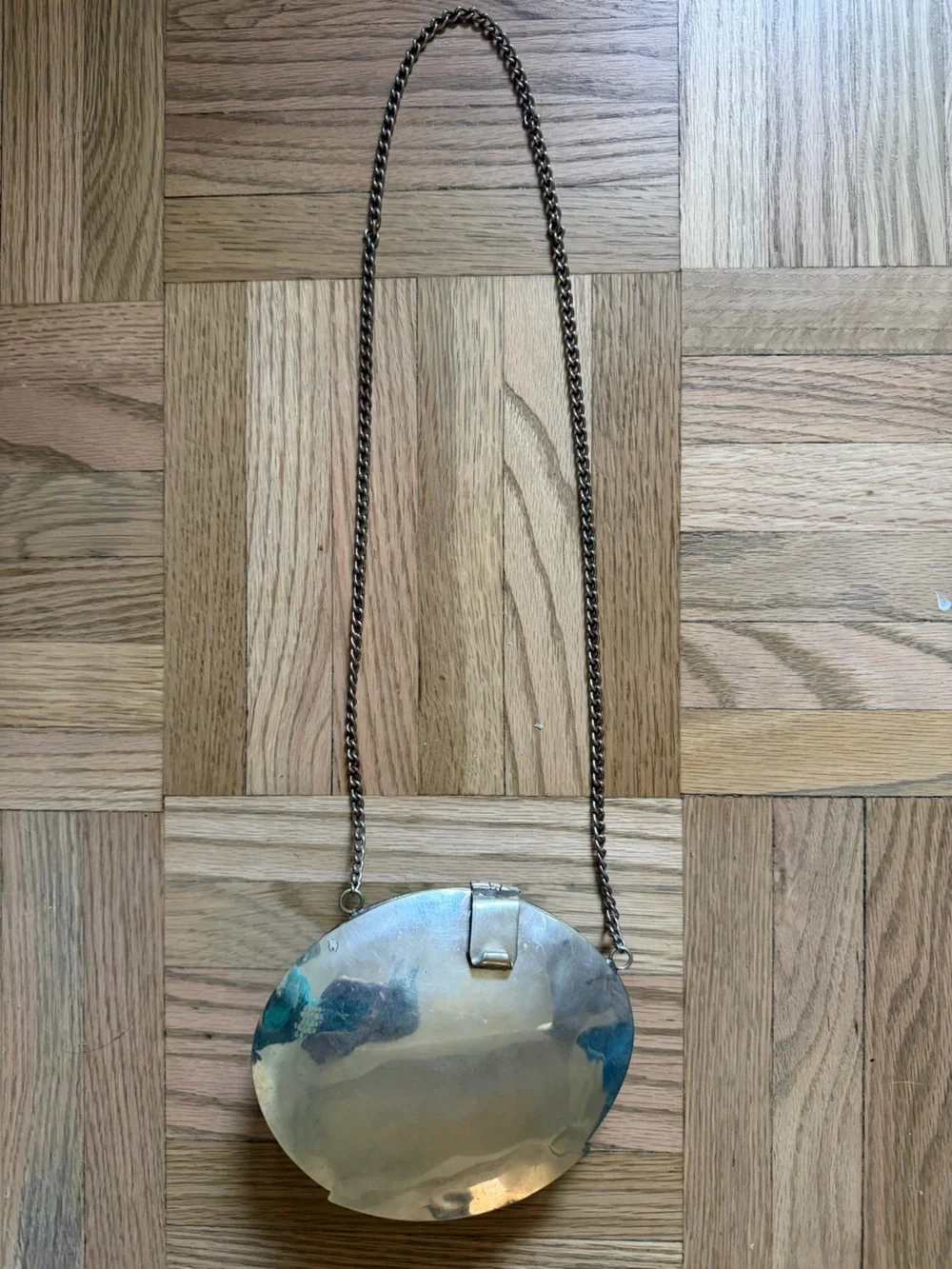 Vintage 1960s Abalone Shell Clutch Purse with iridescent shell pattern